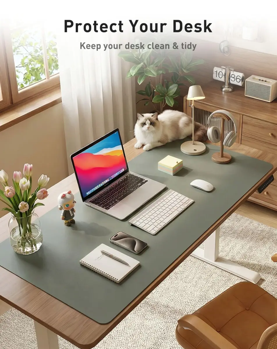 Aothia Faux Leather Desk Mat 102cm x 61cm (40" x 24") | Non-Slip PU Leather Blotter for Office & Home - view 8