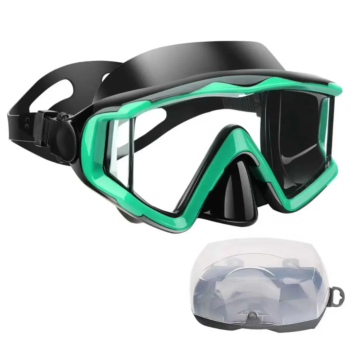 AQUA A DIVE SPORTS Green Single Lens Dive Mask | 180° Wide Field of View - main product image