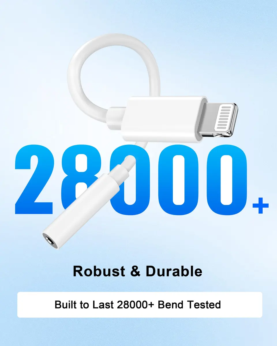 DESOFICON Apple MFi Certified Lightning to 3.5mm Headphone Jack Adapter 10-Pack White - view 6