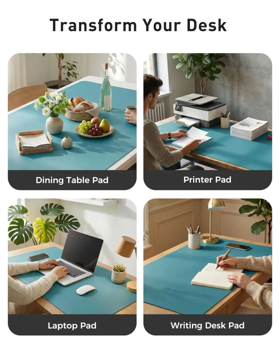Aothia Faux Leather Desk Mat 102cm x 61cm (40" x 24") | Smooth PU Leather Writing Surface for Office and Home - view 6
