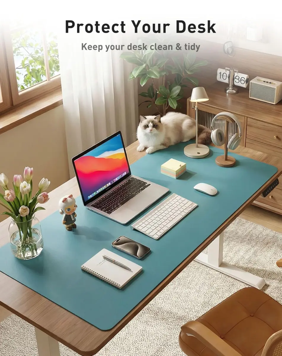 Aothia Faux Leather Desk Mat 102cm x 61cm (40" x 24") | Smooth PU Leather Writing Surface for Office and Home - view 8