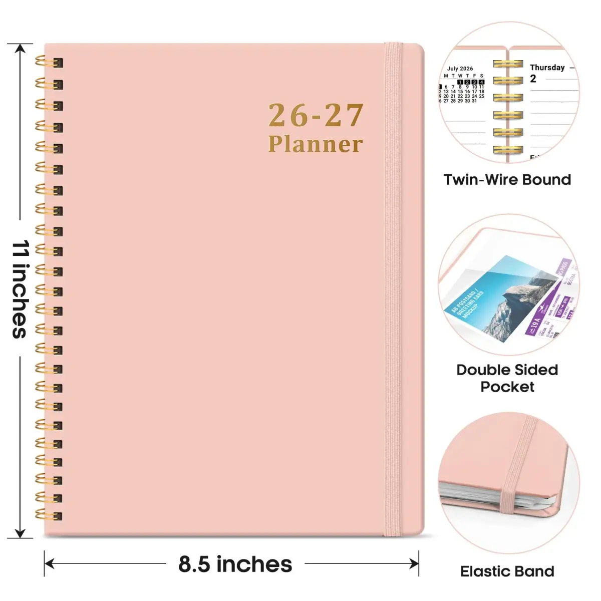 Taja 2026-2027 Academic Planner 8.5" x 11" (21.6 x 27.9 cm) | Weekly & Monthly Planning Agenda with Tabs - view 4