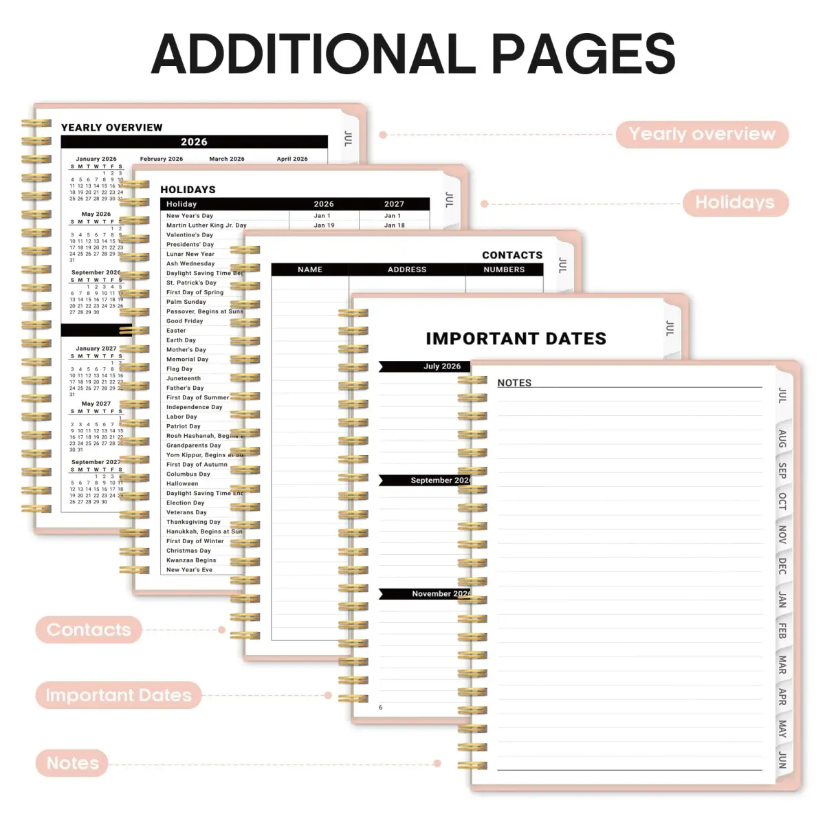 Taja 2026-2027 Academic Planner 8.5" x 11" (21.6 x 27.9 cm) | Weekly & Monthly Planning Agenda with Tabs - view 5