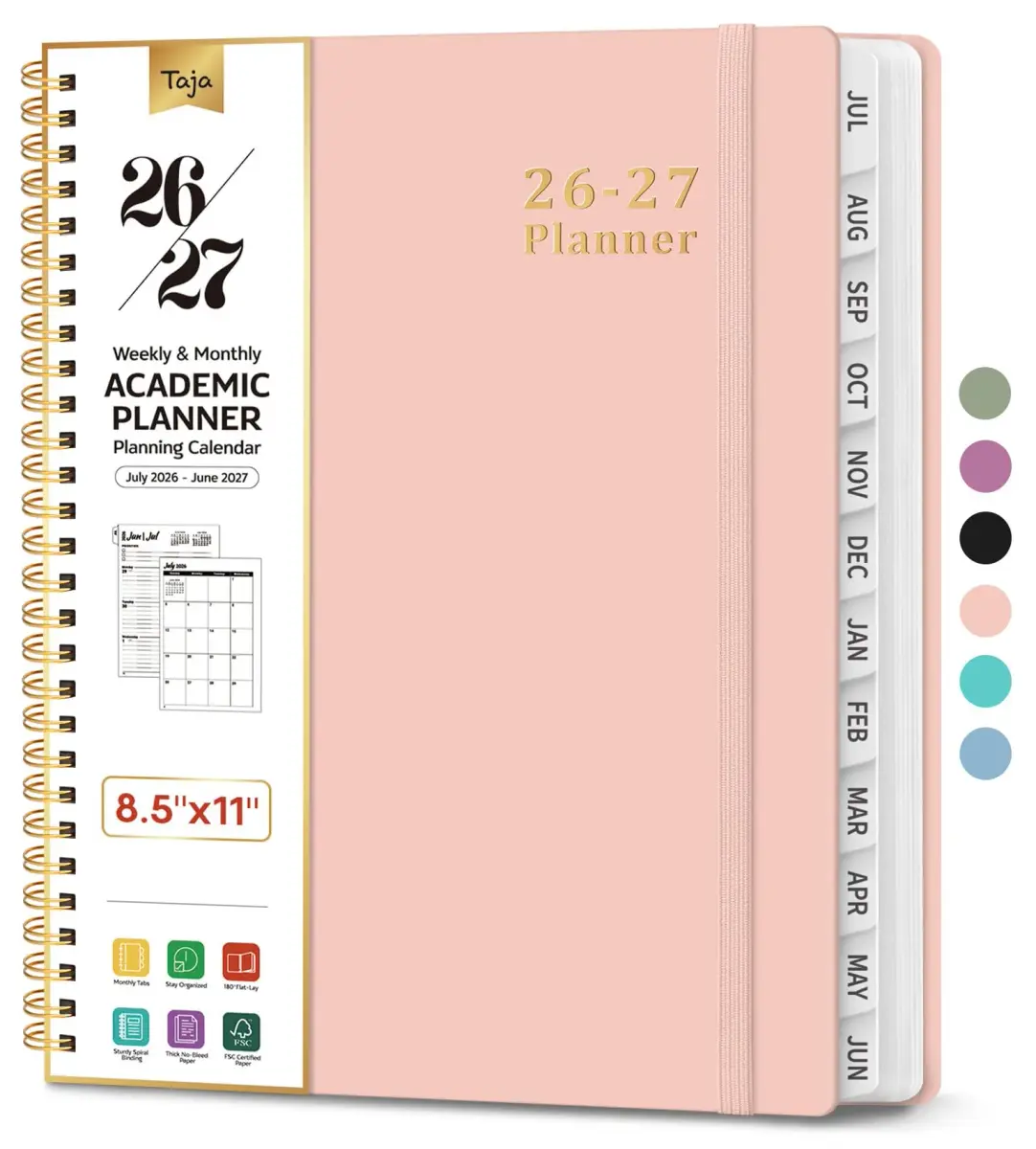 Taja 2026-2027 Academic Planner 8.5" x 11" (21.6 x 27.9 cm) | Weekly & Monthly Planning Agenda with Tabs - main product image