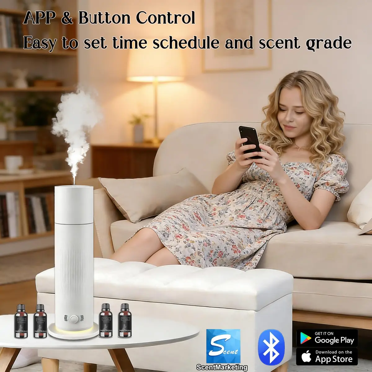 BAIESHIJI Waterless Essential Oil Diffuser 4x30ml | Large 1000 sq.ft Coverage, Hotel-Inspired Fragrance, Quiet & Pet Safe - view 5