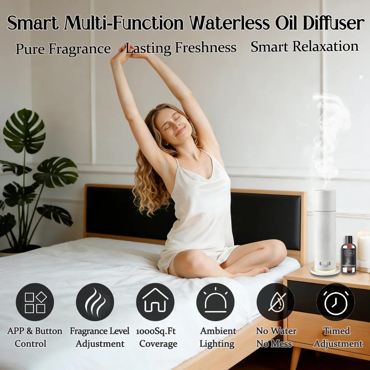 BAIESHIJI Waterless Essential Oil Diffuser 4x30ml | Large 1000 sq.ft Coverage, Hotel-Inspired Fragrance, Quiet & Pet Safe - view 3