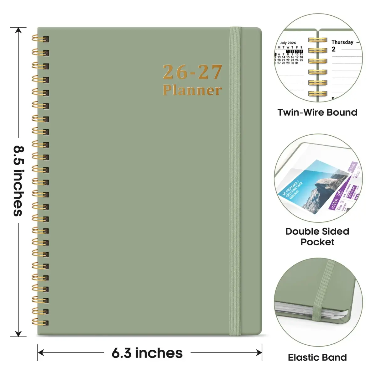 Taja Planner 2026-2027 Academic Planner 6.3" x 8.5" (16.0 cm x 21.6 cm) | Weekly & Monthly Planning for Students & Professionals - view 4