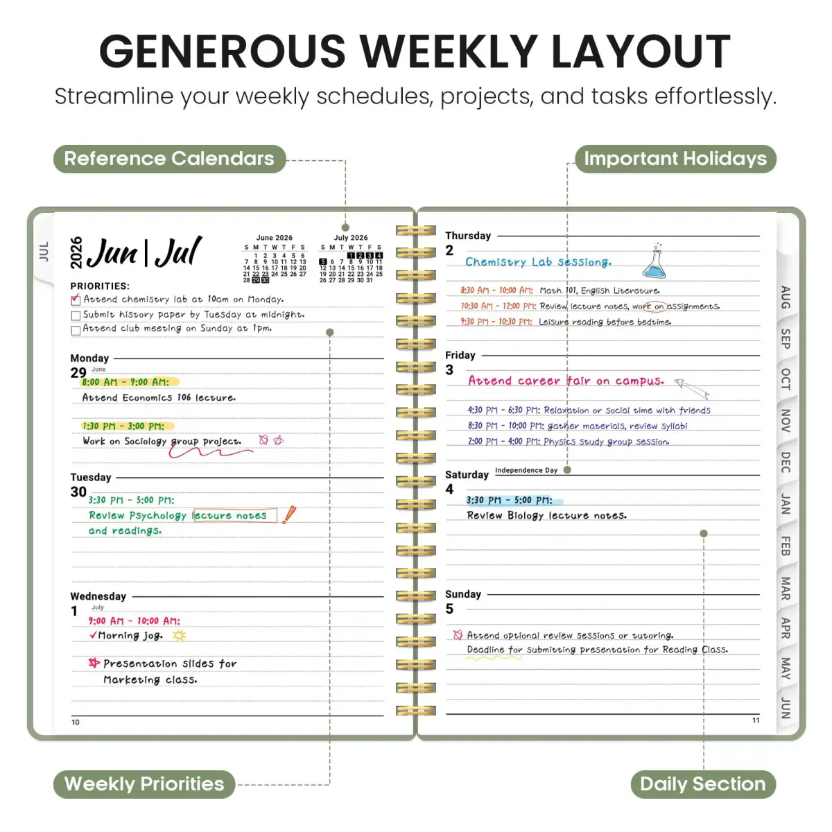 Taja Planner 2026-2027 Academic Planner 6.3" x 8.5" (16.0 cm x 21.6 cm) | Weekly & Monthly Planning for Students & Professionals - view 3