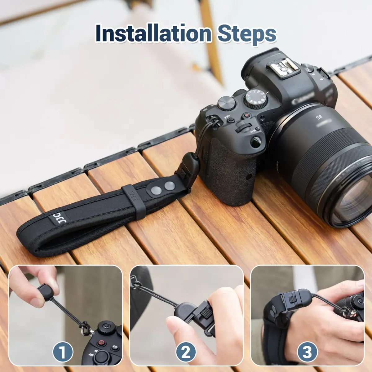 Kiorafoto Upgraded Quick Release Soft Neoprene Camera Hand Strap with Adjustable Silicone Ring | Black - view 9