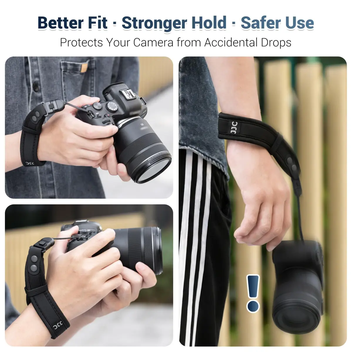 Kiorafoto Upgraded Quick Release Soft Neoprene Camera Hand Strap with Adjustable Silicone Ring | Black - view 2