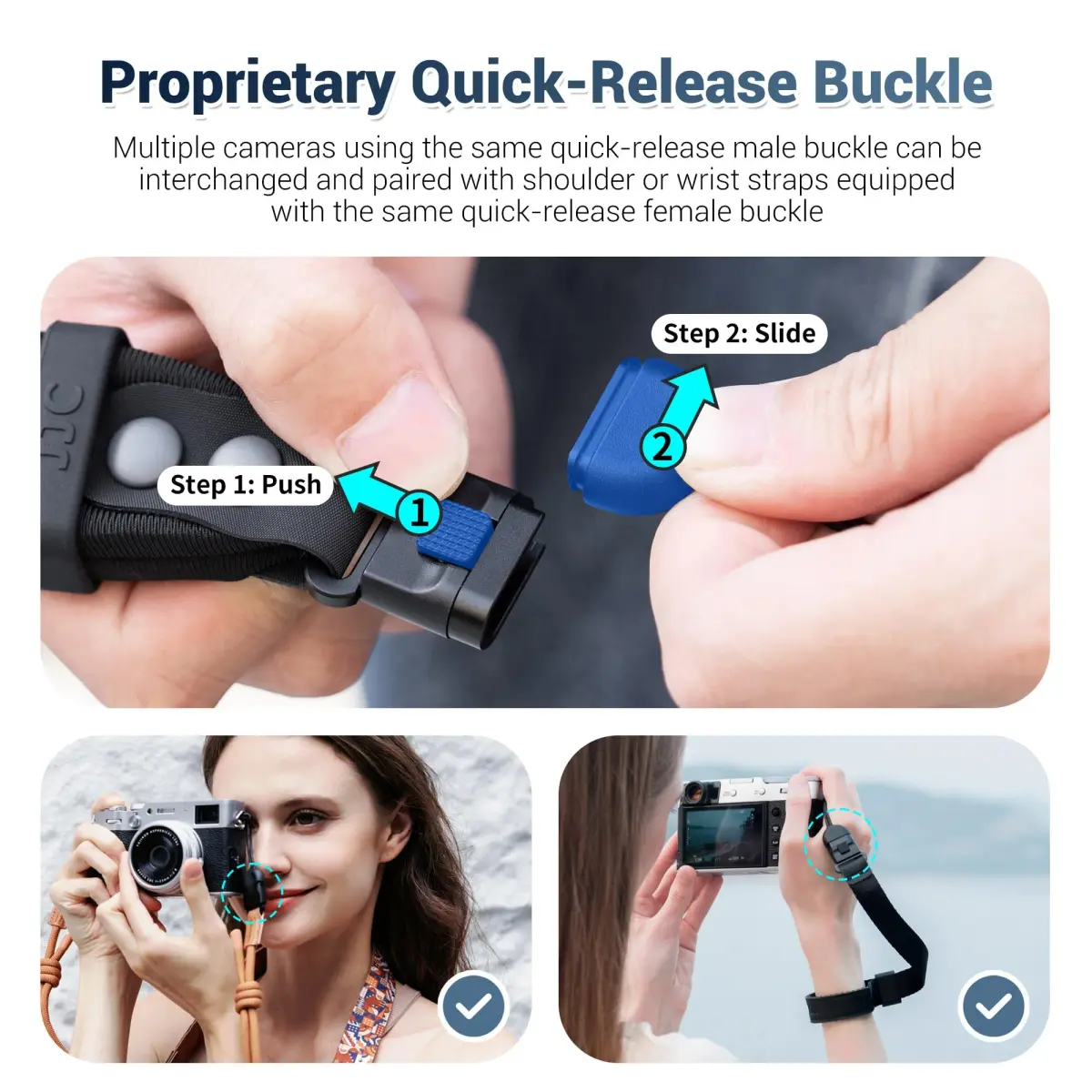 Kiorafoto Upgraded Quick Release Soft Neoprene Camera Hand Strap with Adjustable Silicone Ring | Black - view 4