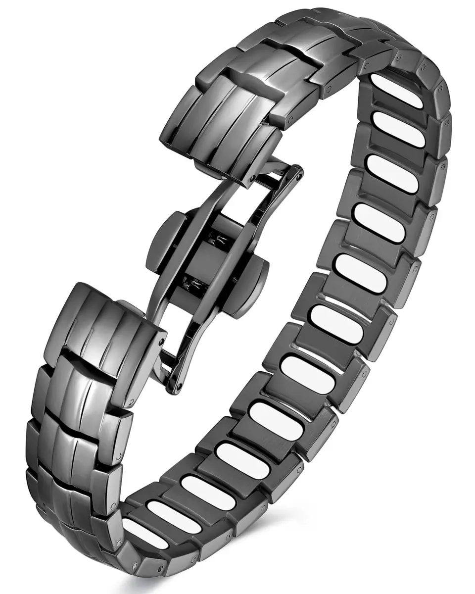 Feraco Gray Titanium Magnetic Bracelet for Men | 22 cm (8.66 inches) with 5000 Gauss Magnets - main product image