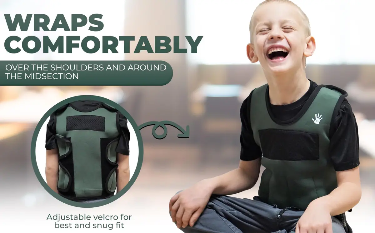 SENSORY4U Weighted Vest for Kids, Extra Large with 6 Removable Weights | Sensory Compression for School & Play - view 5