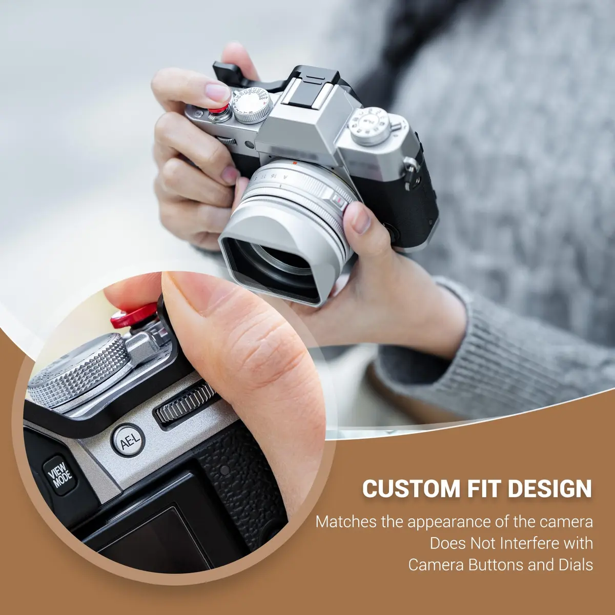 JJC Metal Thumb Grip & Shutter Button for Fuji X-T30III II XT30 XT20,Silver | Ergonomic Camera Accessory - view 6