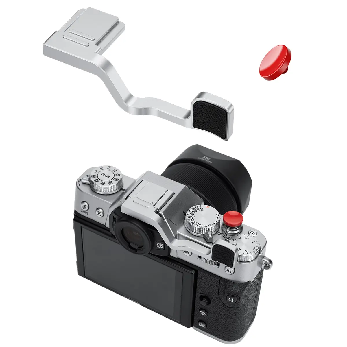 JJC Metal Thumb Grip & Shutter Button for Fuji X-T30III II XT30 XT20,Silver | Ergonomic Camera Accessory - main product image