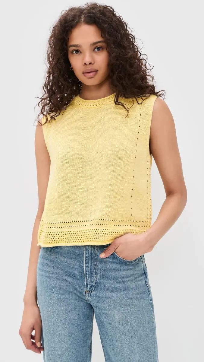 Velvet by Graham & Spencer Vanny Novelty Pima Cotton Sweater Top, White, X-Small | Regular Fit, Round Neck - view 2