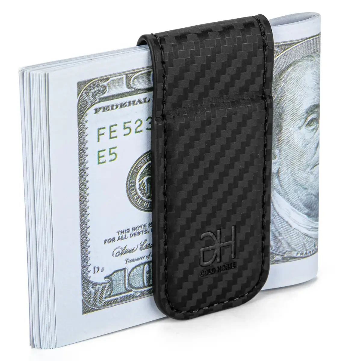 GH GOLD HORSE Slim Magnetic Money Clip Genuine Leather Card Holder for Men | Holds 10-15 Bills - view 2