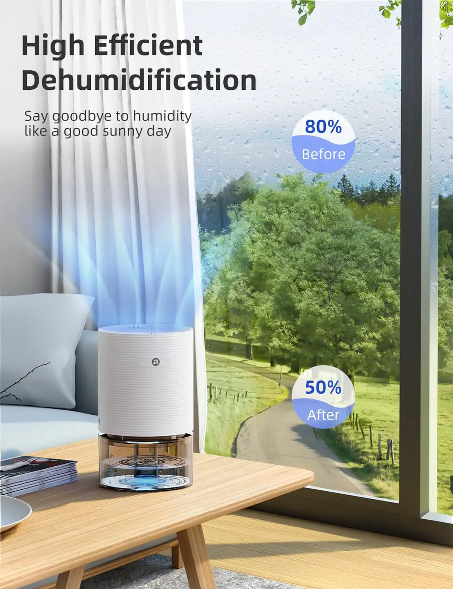 avylo 25oz Dehumidifier for Bedroom with Auto Shut Off, Ultra Quiet, White | Energy Saving, Compact & Safe - view 2