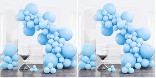 PartyWoo Light Blue Balloons 100pcs Assorted Sizes 5-18 Inch Pastel Sky Aqua Blue Balloon Arch Kit Garland for Birthday Baby Shower Party Decorations - main product image