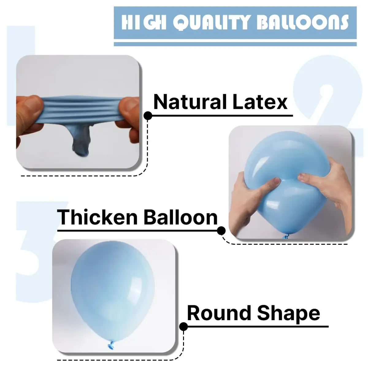 PartyWoo Light Blue Balloons 100pcs Assorted Sizes (18, 12, 10, 5 Inch) | Pastel Sky Aqua Blue Balloon Arch Kit Garland for Birthday, Baby Shower, Graduation Party Decorations - view 8