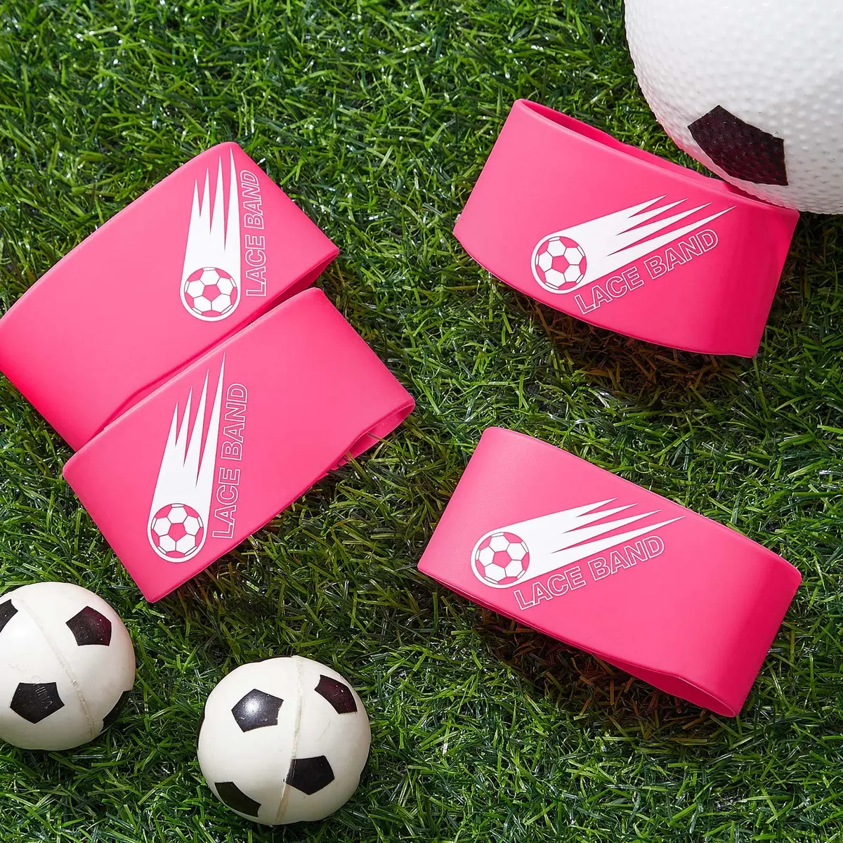 Patelai Pink 2 Pcs Soccer Lace Band Cleat Cover Youth Adult | Elastic Rubber for Secure Laces - view 4