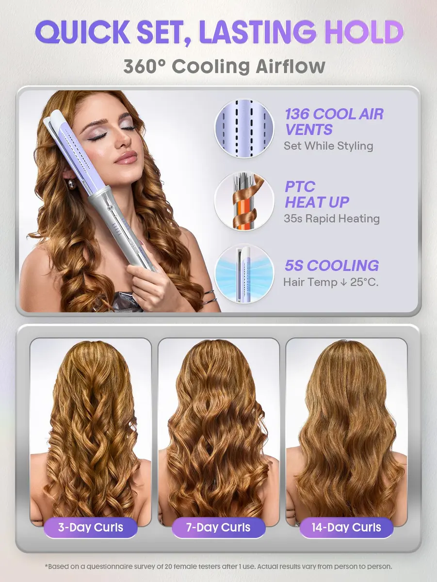 SHEGLAM One Touch Airflow Styler Pro 1 inch Automatic Rotating Curling Iron | 5-Minute Styling, 14-Day Hold - view 5