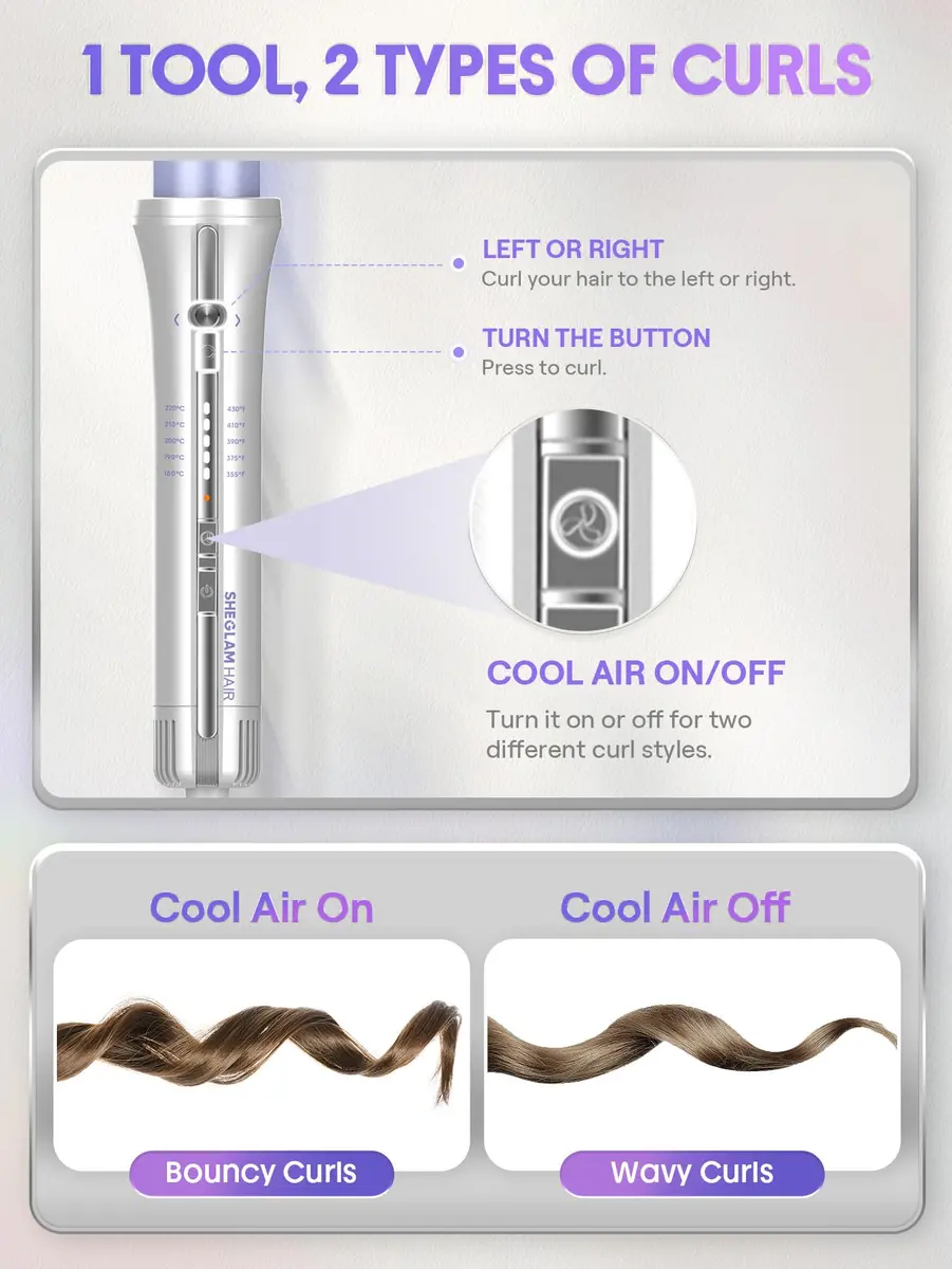 SHEGLAM One Touch Airflow Styler Pro 1 inch Automatic Rotating Curling Iron | 5-Minute Styling, 14-Day Hold - view 7