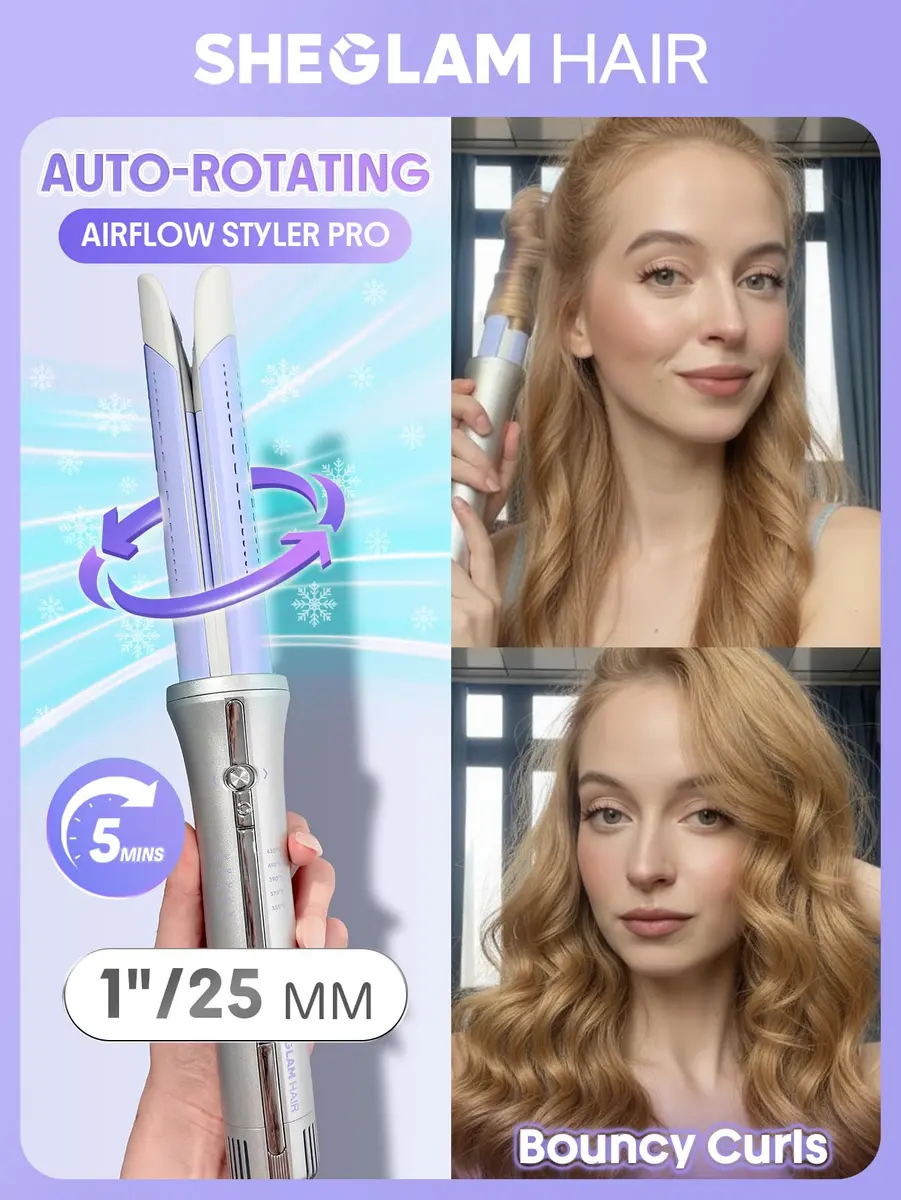 SHEGLAM One Touch Airflow Styler Pro 1 inch Automatic Rotating Curling Iron | 5-Minute Styling, 14-Day Hold - view 2