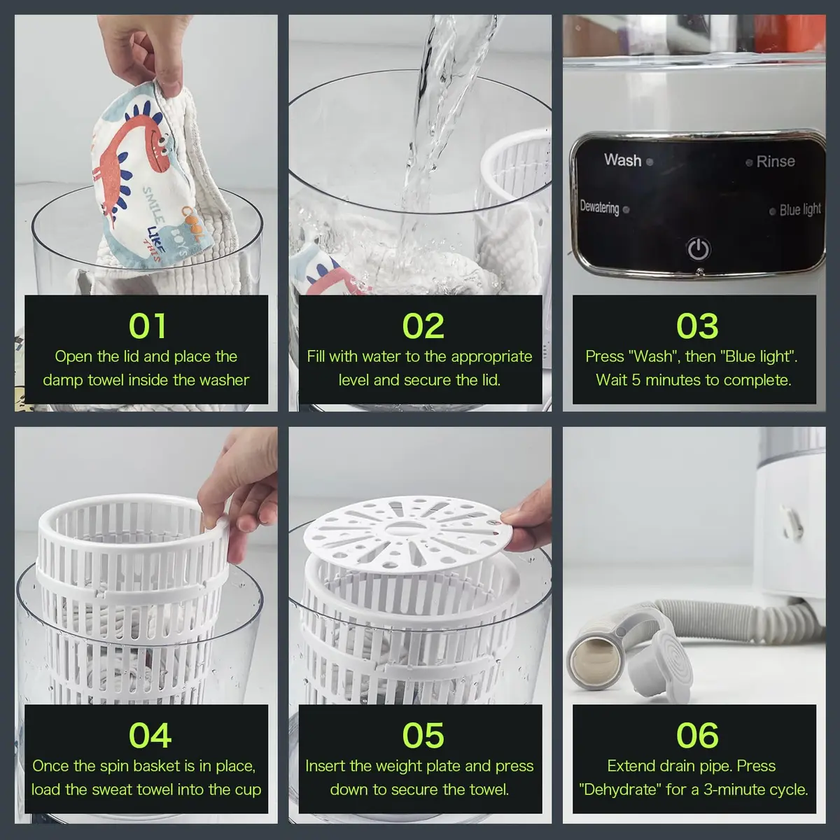 SUNHAIXIA Portable Mini Washing Machine 1L (0.26 Gal) | Imitation Hand Wash & UV Sterilization - view 5