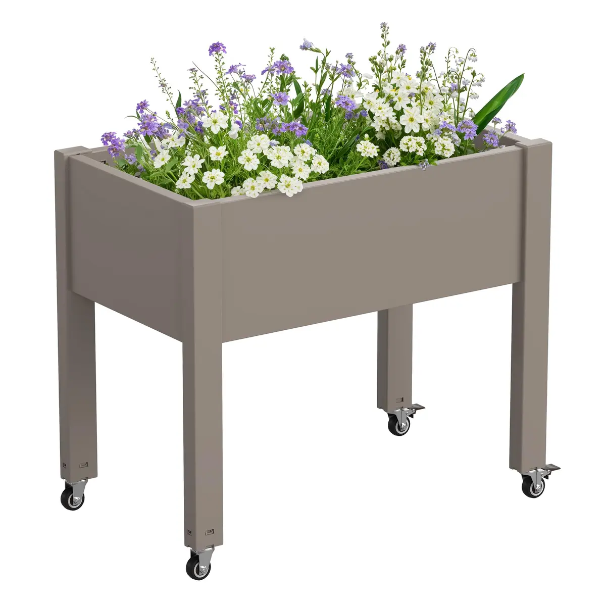 WTFGO Elevated Raised Garden Bed with Wheels, Planter Box, Gray-26.3" h | Weather-Resistant Resin Design - main product image
