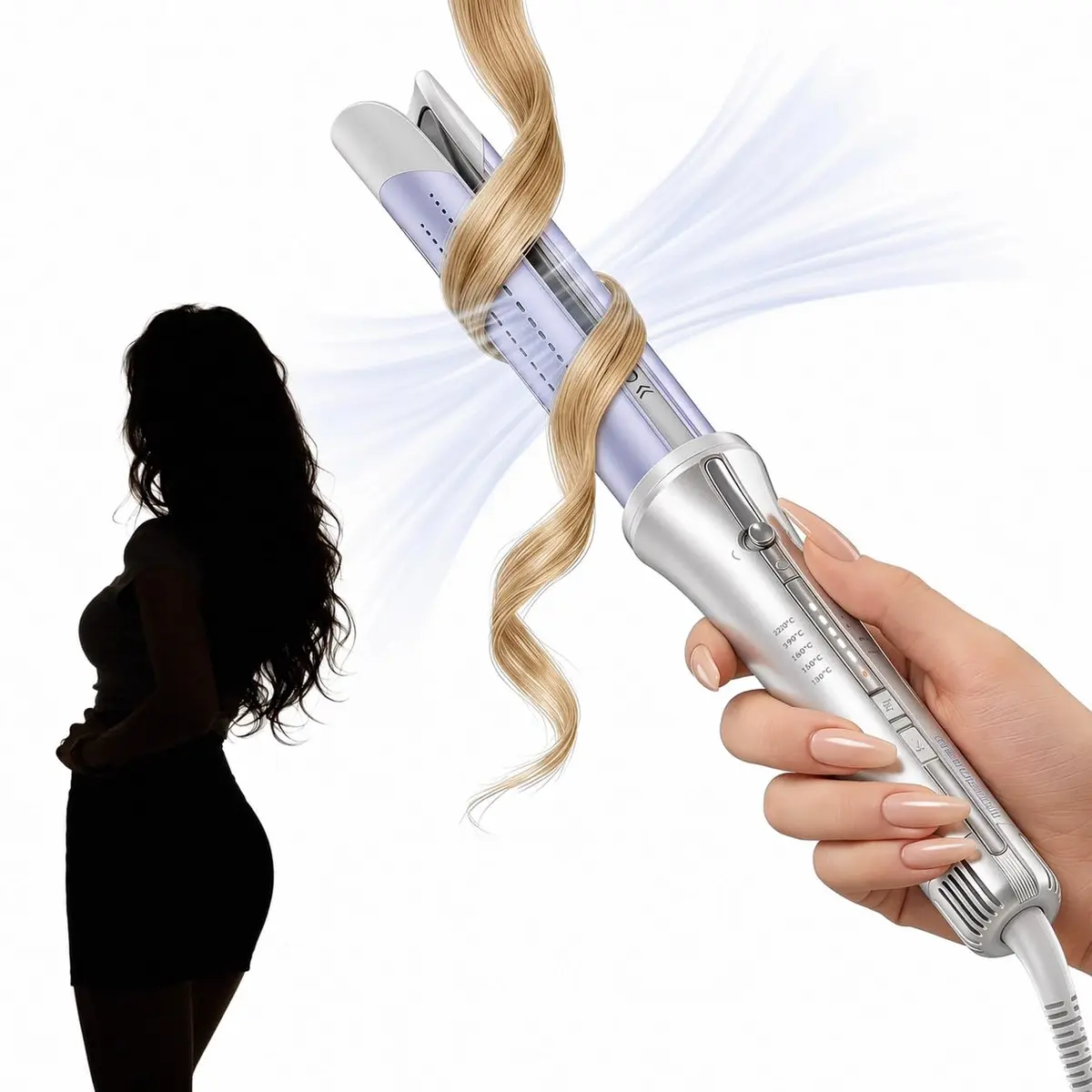 SHEGLAM One Touch Airflow Styler Pro 1.25 inch Automatic Rotating Curling Iron | 5 Temp Settings, Zero Burn Risk - main product image