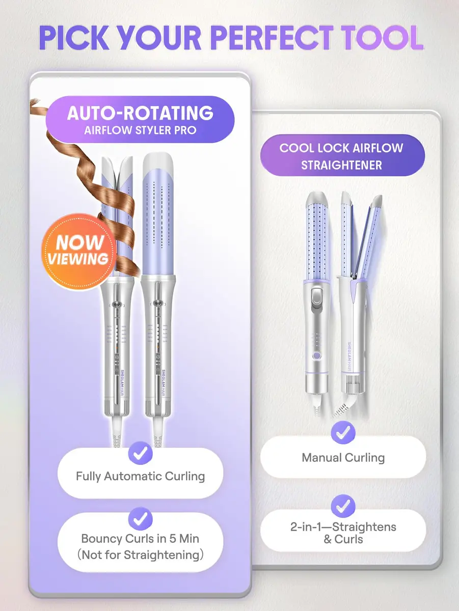 SHEGLAM One Touch Airflow Styler Pro 1.25 inch Automatic Rotating Curling Iron | 5 Temp Settings, Zero Burn Risk - view 4