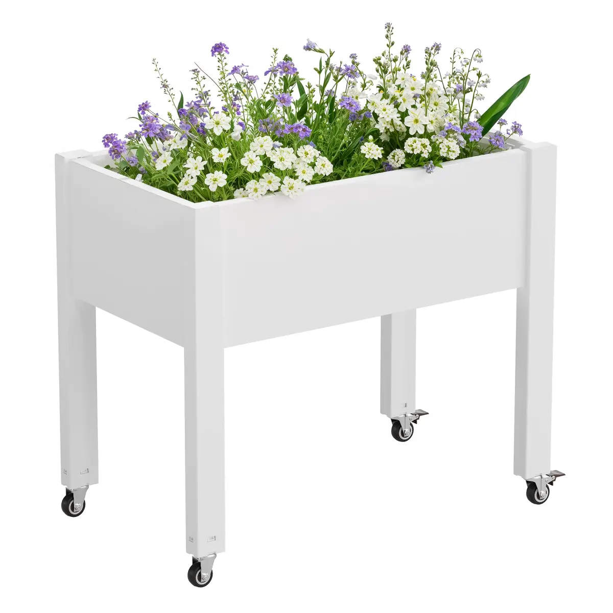 WTFGO Elevated Raised Garden Bed with Wheels, Planter Box, Ashen-26.3" h | Durable Resin, Easy to Move & Assemble - main product image