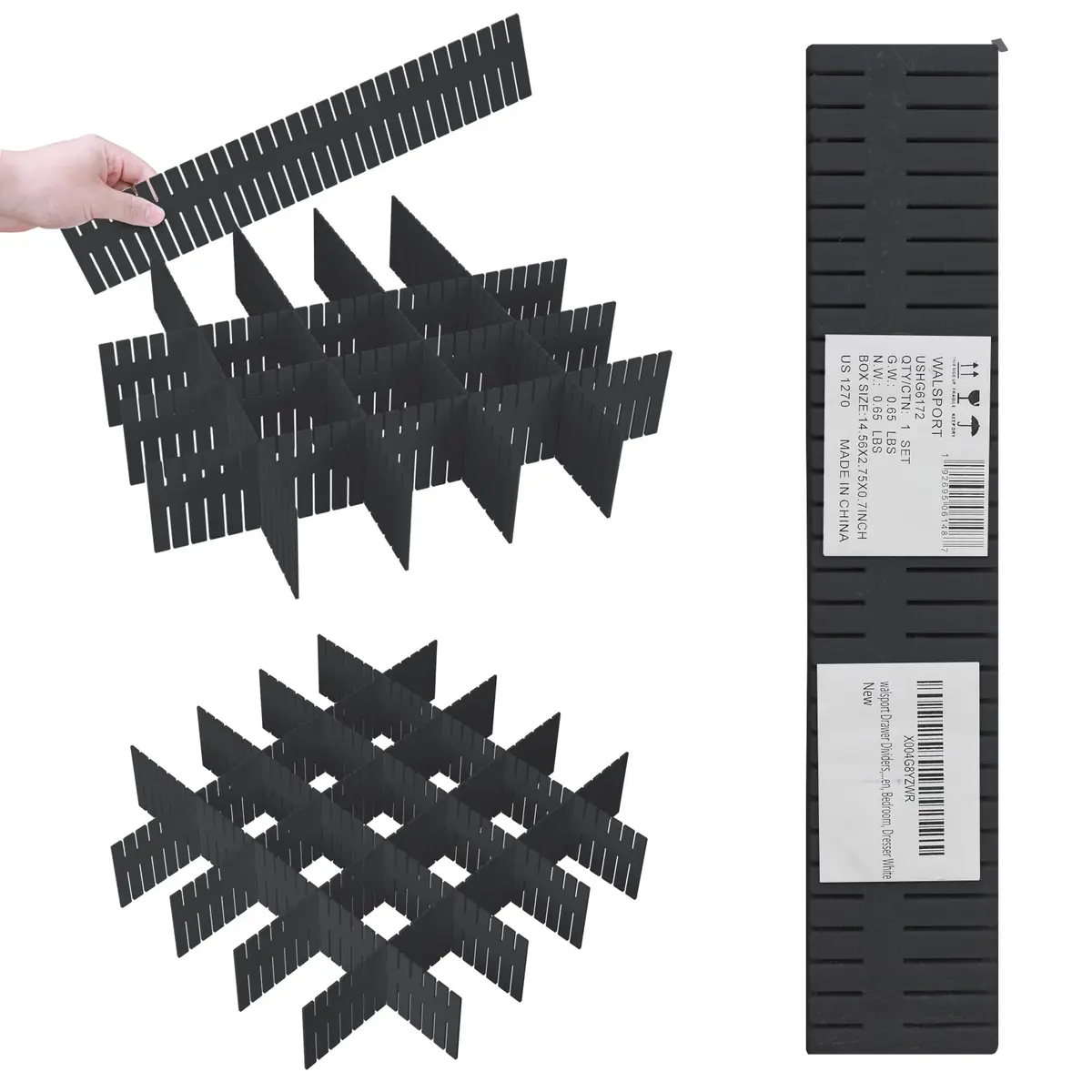 ALBAD Adjustable Drawer Dividers 8-Pack | Cut-to-Fit Plastic Organizer Strips for Kitchen & Home - main product image