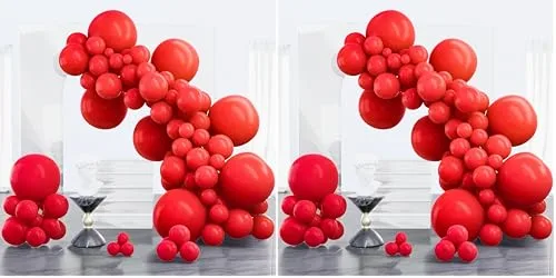 PartyWoo Red Balloons 100 pcs Assorted Sizes (5-18 Inch) Latex Arch Kit Garland | Durable for Parties - main product image