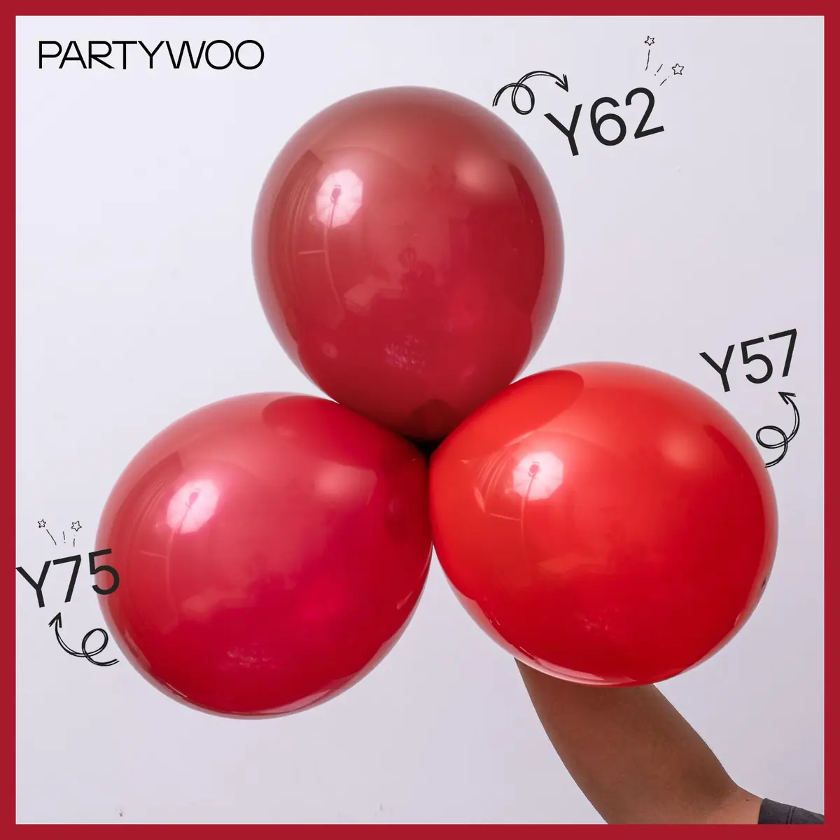 PartyWoo Red Balloons 100 pcs Assorted Sizes 5-18 Inch | Value Pack for Parties - view 5