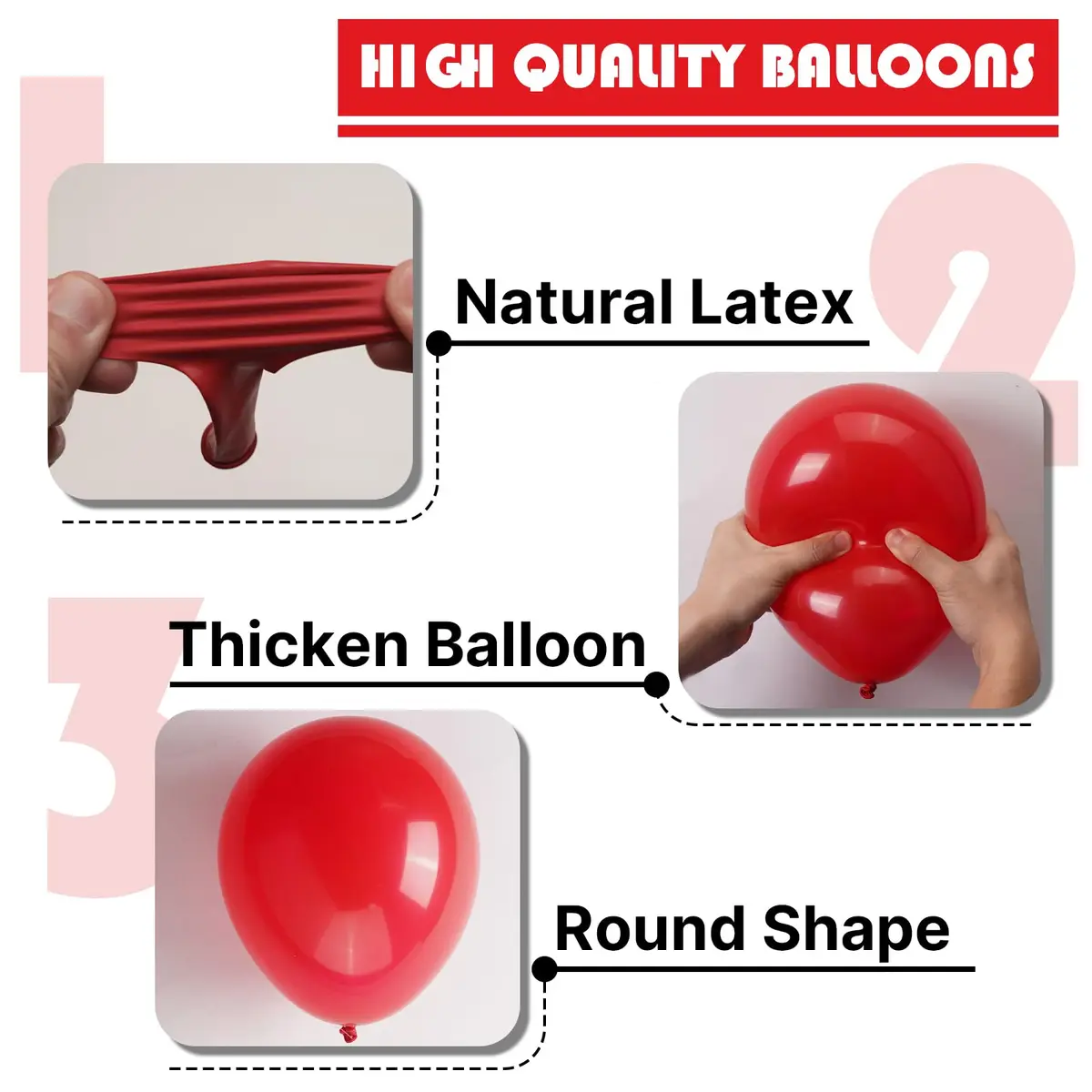 PartyWoo Red Balloons 100 pcs Assorted Sizes 5-18 Inch | Value Pack for Parties - view 8