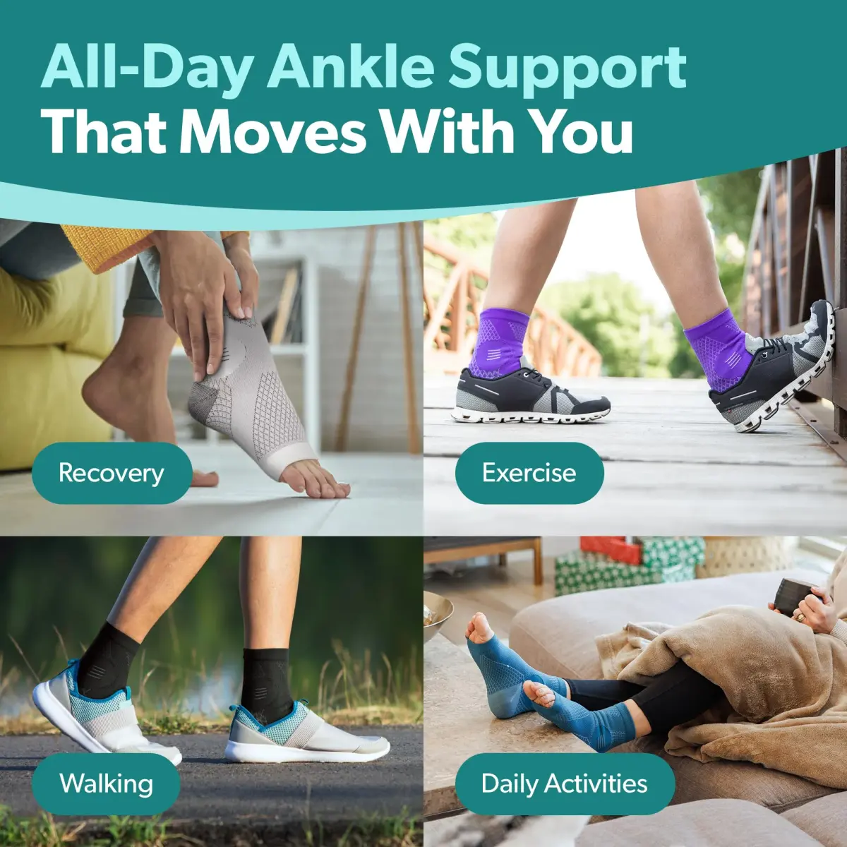 BraceAbility Neuropathy Socks (Pair) - Small Teal | FDA Approved Medical Compression Garment for Nerve Pain Relief - view 6