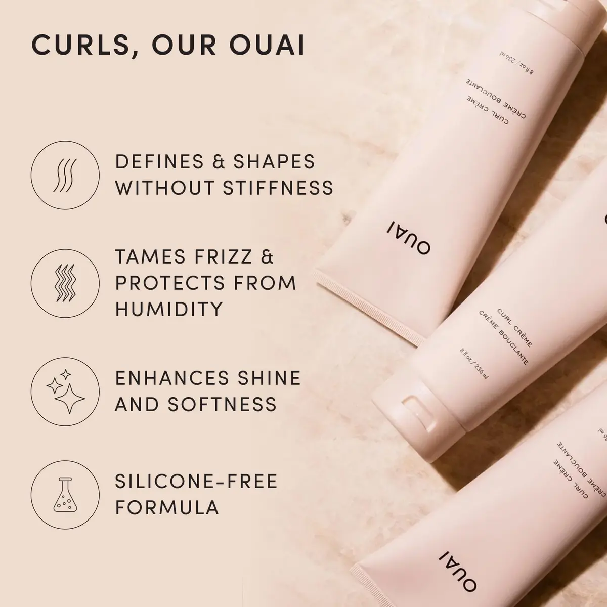 OUAI Curl Defining Cream - Travel Size Hydrating Curl Cream (2.5 Oz) | Defines & Hydrates Curly Hair - view 3
