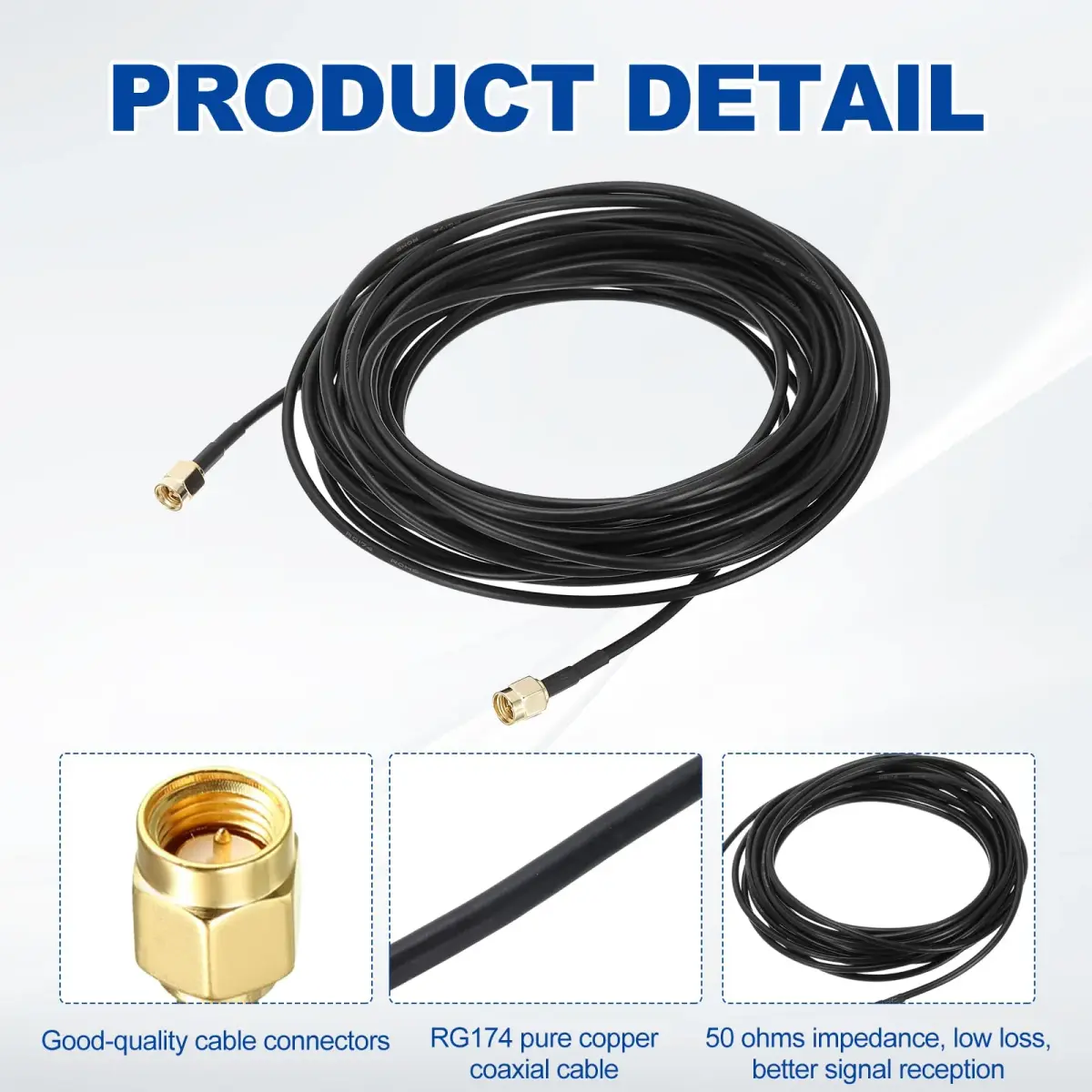 uxcell SMA Male to SMA Male Coaxial Cable 29.5 Feet (9m) RG174 50 Ohm 2-Pack | Low Loss Extension for Routers & Antennas - view 4