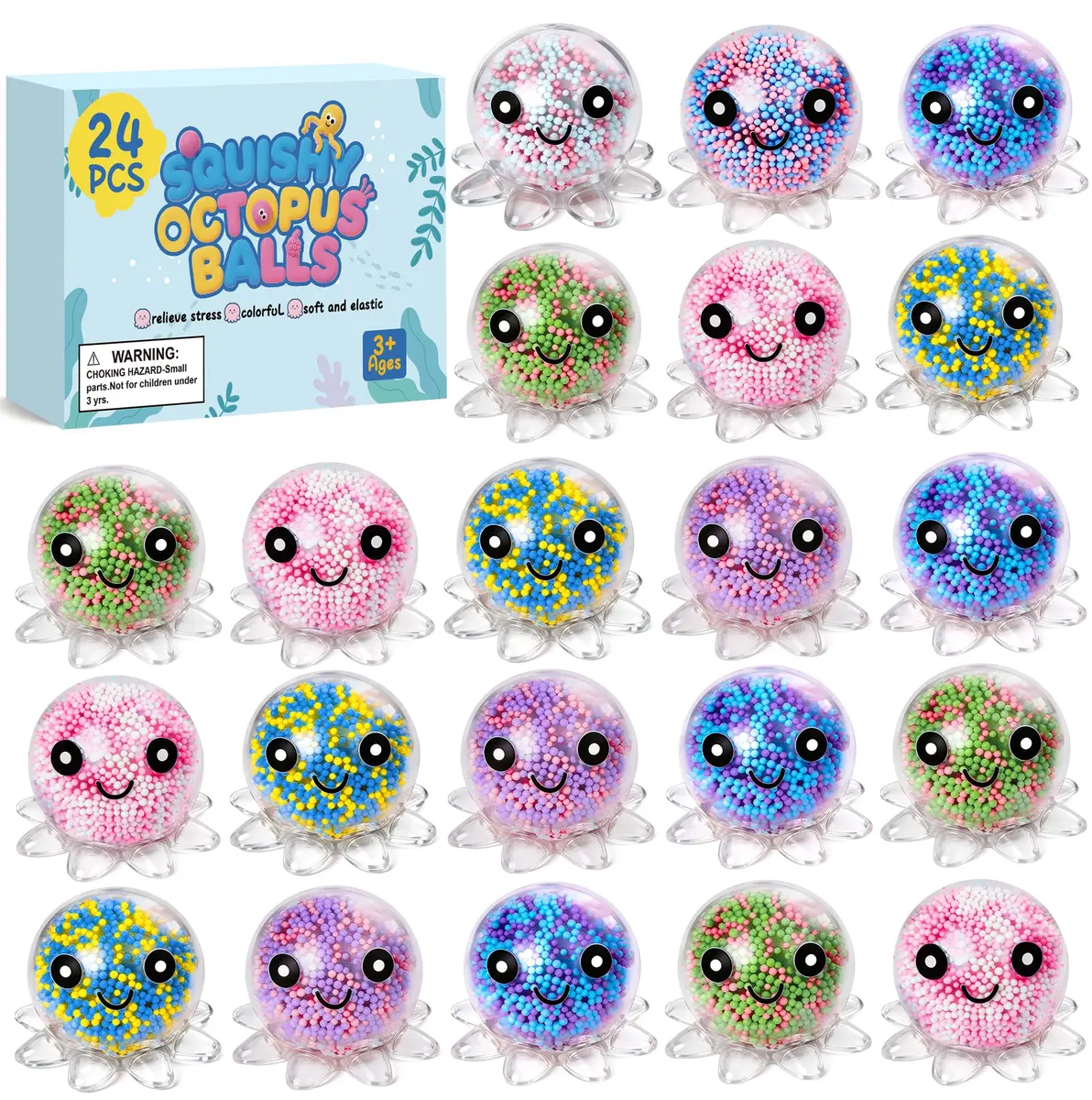 VESPRO 24 Pack Octopus Stress Balls Set for Adults | Fidget Toy for Anxiety Relief & Habit Correction - main product image