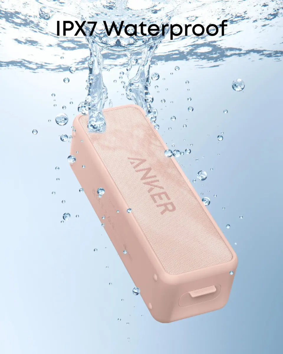 Anker Soundcore 2 Portable Bluetooth Speaker, Pink, 12W Stereo Sound | IPX7 Waterproof & 24-Hour Playtime - view 2