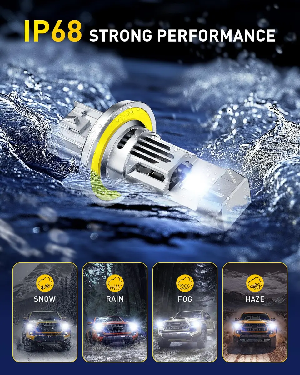 AUXITO H13/9008 LED Headlight Bulbs 80,000LM 6500K Cool White | 15X Brighter, Plug-N-Play, Pack of 2 - view 5
