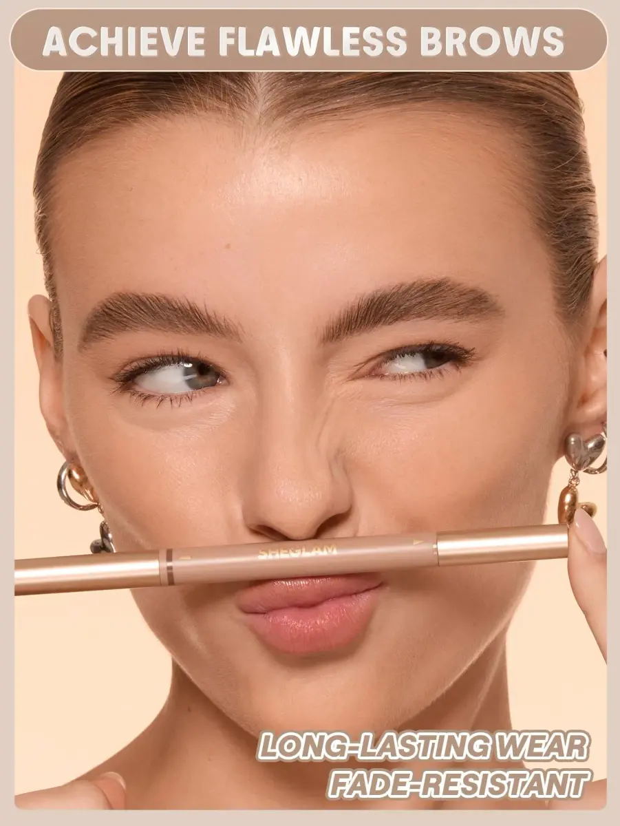 SHEGLAM Dual-Sided Eyebrow Pencil 03 Taupe | Waterproof Matte Cream & Liquid Pen - view 3