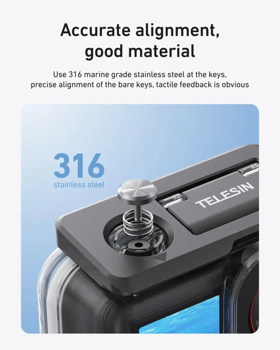 TELESIN Waterproof Case for DJI Action 5 Pro/4/3 Camera with Floating Stick | 60m (196ft) Deep Diving - view 4