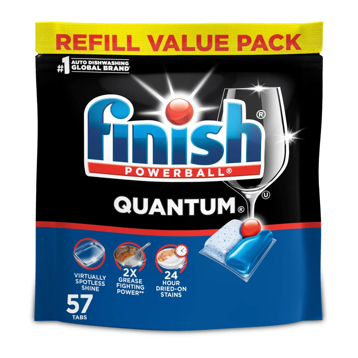 Finish Quantum Dishwasher Pods 57 Count | 2X Grease Fighting Power, Virtually Spotless Shine - main product image