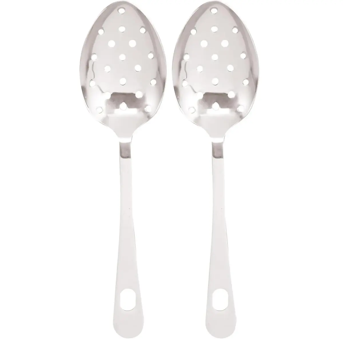 HIC Kitchen Pierced Serving Spoon Japanese Stainless Steel 23 cm (9.625 x 2.5 x 0.125-Inches) Pack of 2 | Drains Liquids for Mess-Free Serving - main product image