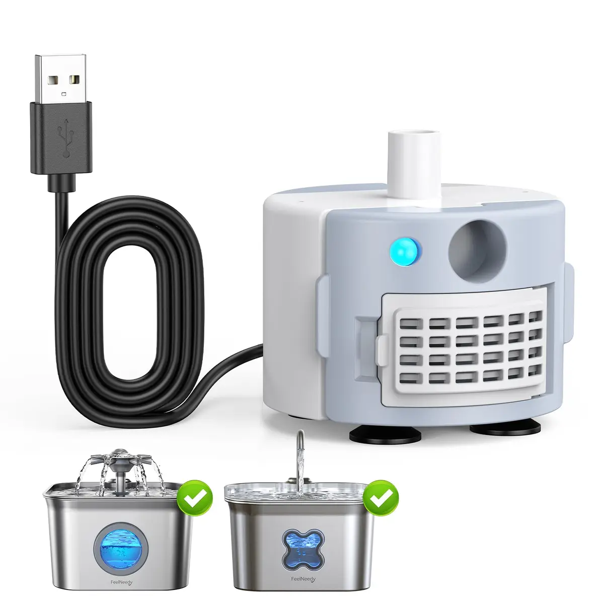 FEELNEEDY Cat Water Fountain Pump | Ultra-Quiet & Long-Lasting Replacement for FN-W22 - main product image
