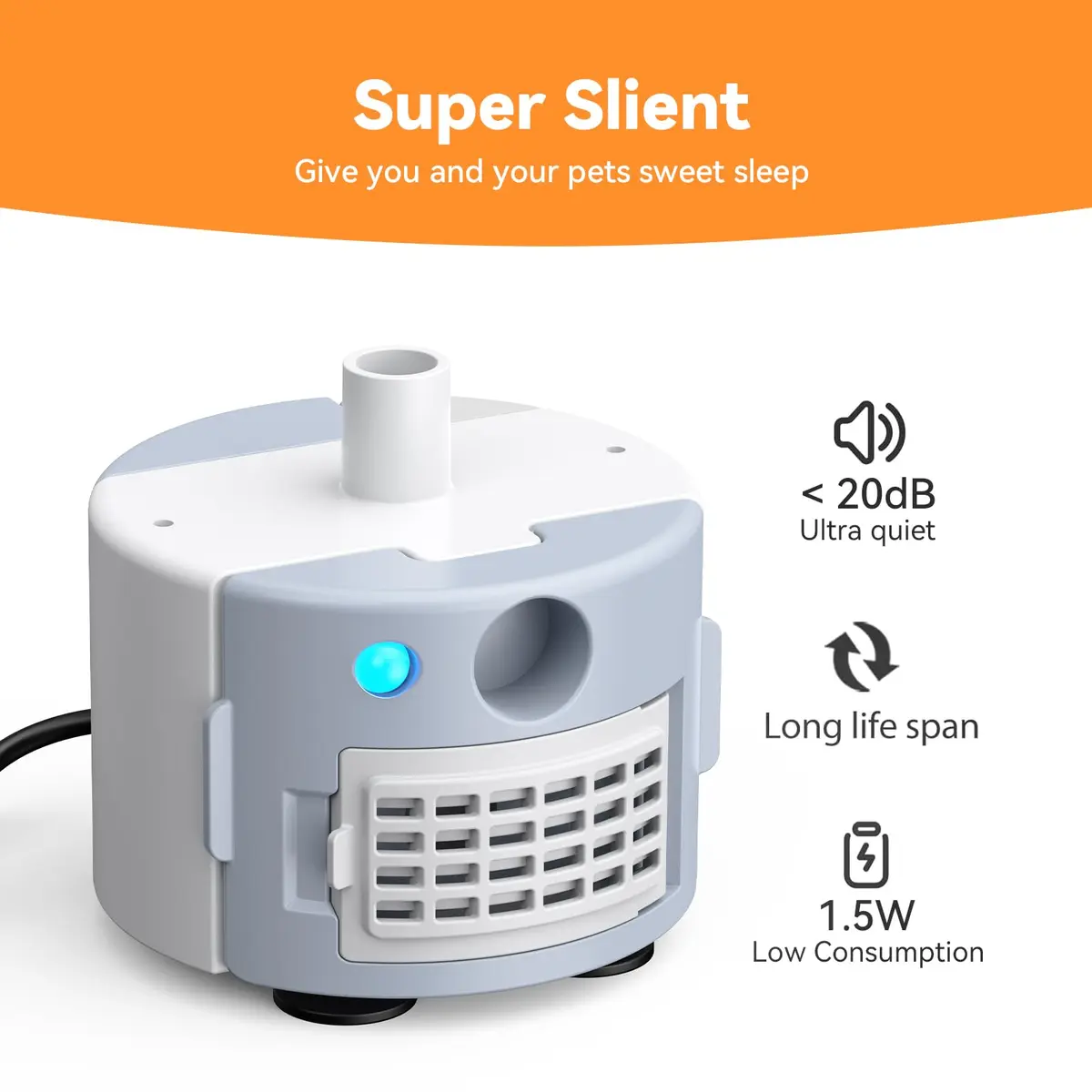 FEELNEEDY Cat Water Fountain Pump | Ultra-Quiet & Long-Lasting Replacement for FN-W22 - view 3