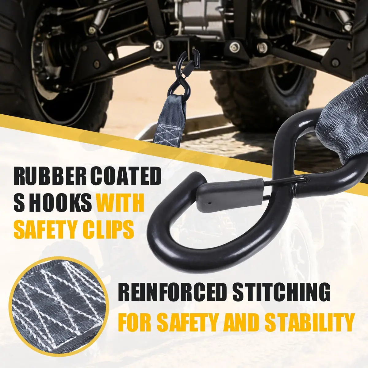 Ayaport Retractable Ratchet Straps 2in X 12.5ft (4-Pack) | Heavy Duty Tie Downs with Soft Loops - view 4